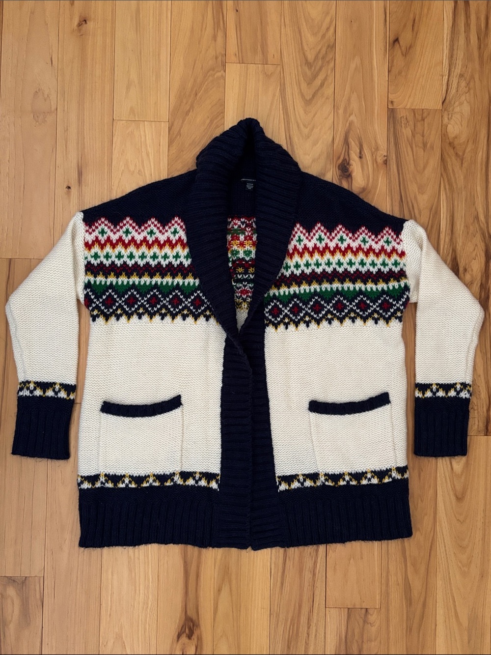 AMERICAN EAGLE | Fair Isle Alpaca Wool Blend Open Front Cardigan | Size M